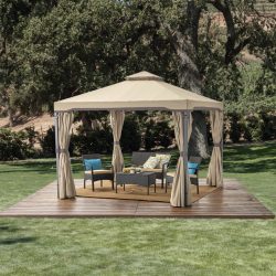 Skyline Gazebo Rust-Resistant Iron Frame with Beige Canopy